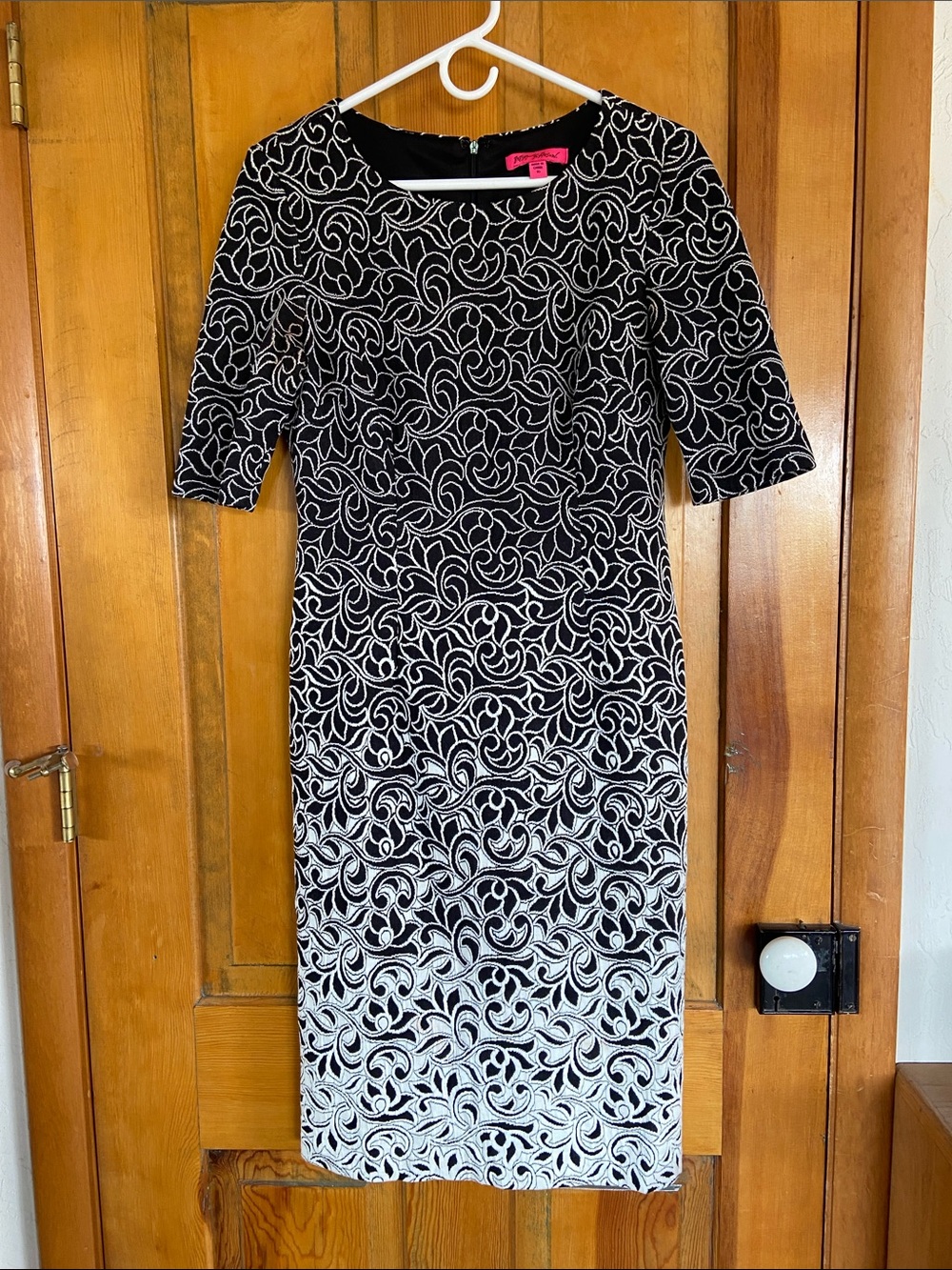 Betsey Johnson Black and White Swirl Midi Dress